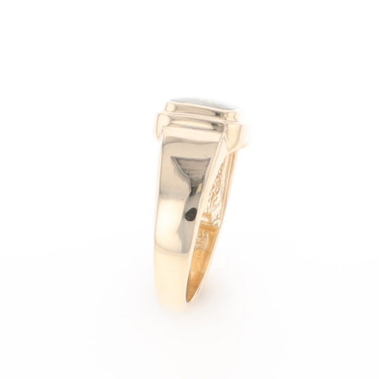 Gold Quartz Ring Square Inlaid Design