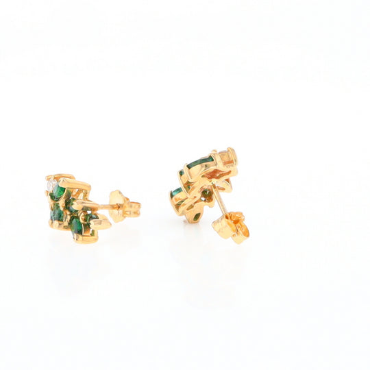 Marquise Emerald Cluster Stud Earrings