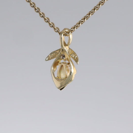 Pear-leaf Opal and Diamond Pendant