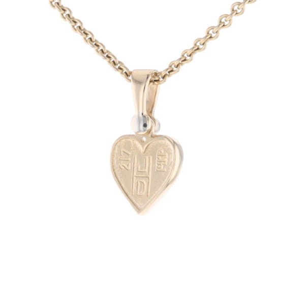 Gold Quartz Necklace Heart Inlaid Design Pendant with .02ct Diamond