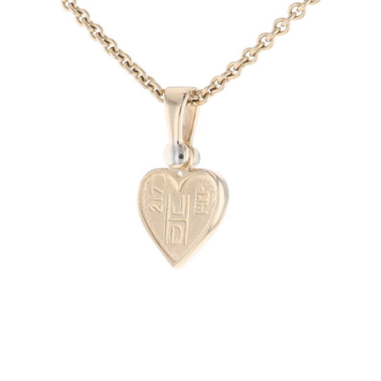 Gold Quartz Necklace Heart Inlaid Design Pendant with .02ct Diamond