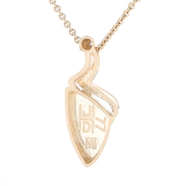 Gold Quartz Triangulare Inlaid Pendant with Diamond Accent