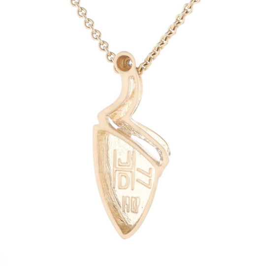 Gold Quartz Triangulare Inlaid Pendant with Diamond Accent
