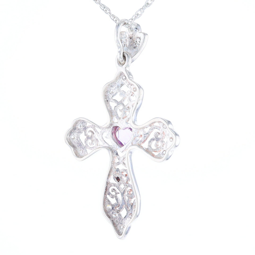 Heart Amethyst Cross Pendant