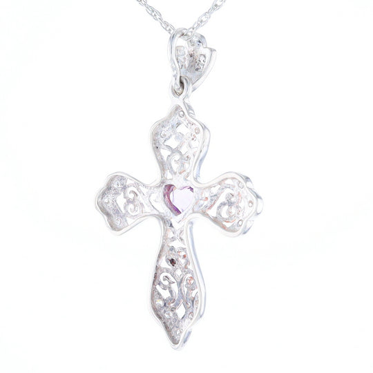 Heart Amethyst Cross Pendant