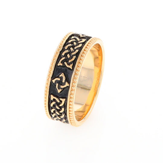 Celtic Knot Black and Gold Wedding Band