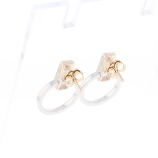 Gold Quartz Rectangle Inlaid Knocker Earrings - G2