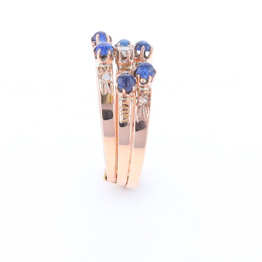 Vintage Sapphire and Diamond Stacked Trio Ring