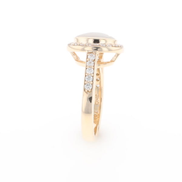 Oval Gold Quartz Inlaid Ring with 0.65ctw Diamond Halo