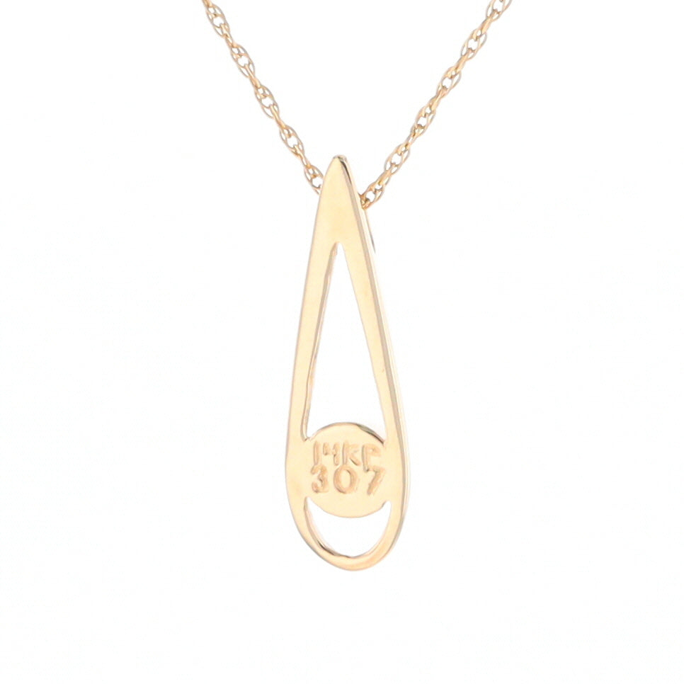 Open Teardrop Round Gold Quartz Inlaid Pendant