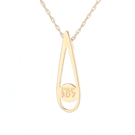 Open Teardrop Round Gold Quartz Inlaid Pendant