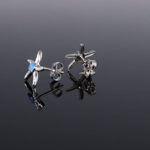 Opal Earrings Inlaid Realistic Star Fish Design