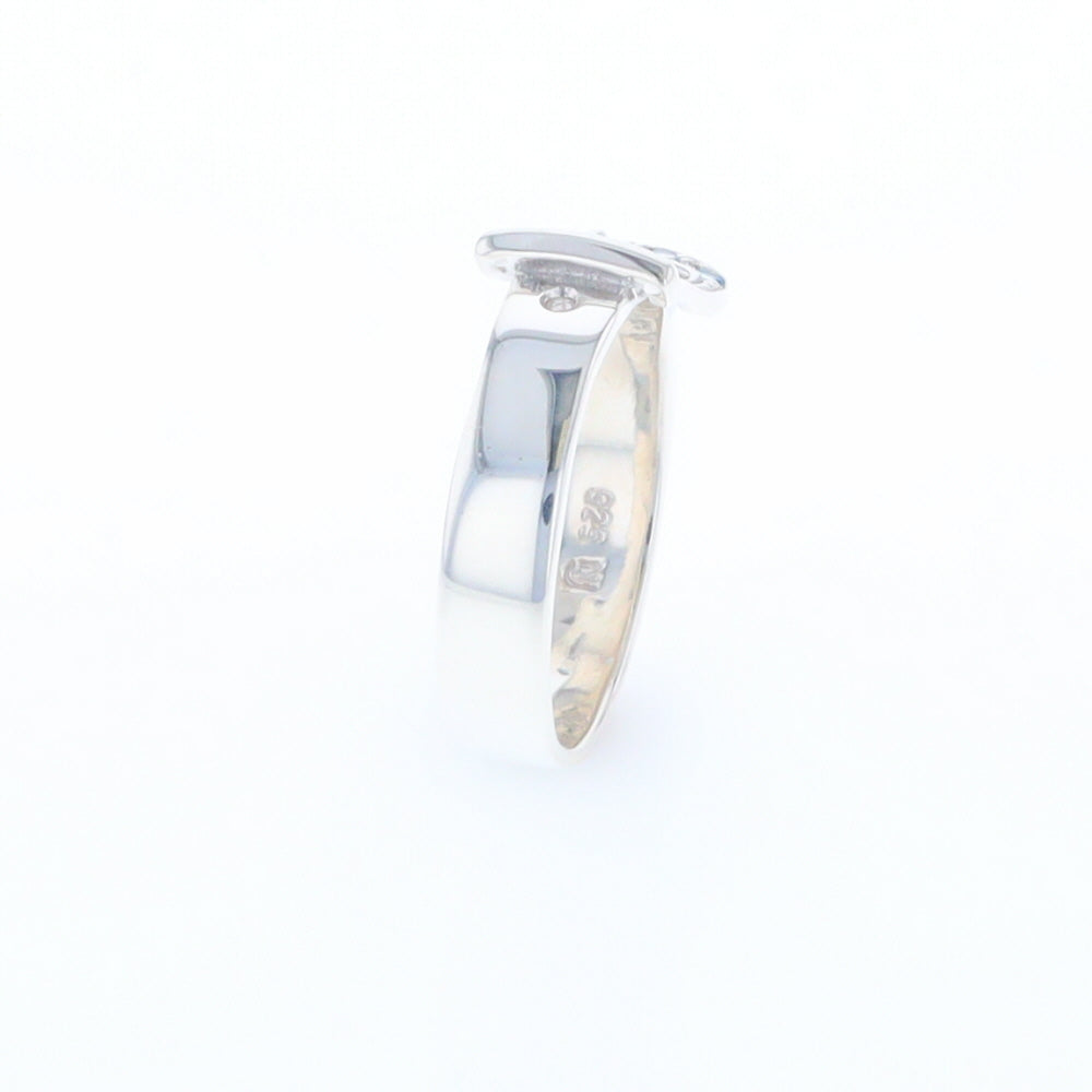 Silver Blue Topaz Belt Ring