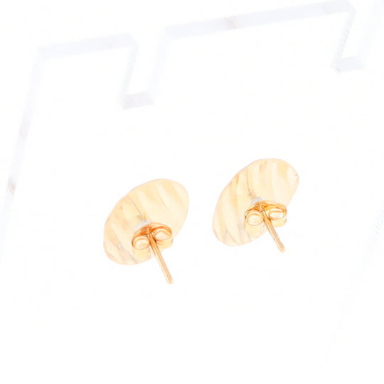 Gold Scorred Disc Stud Earrings