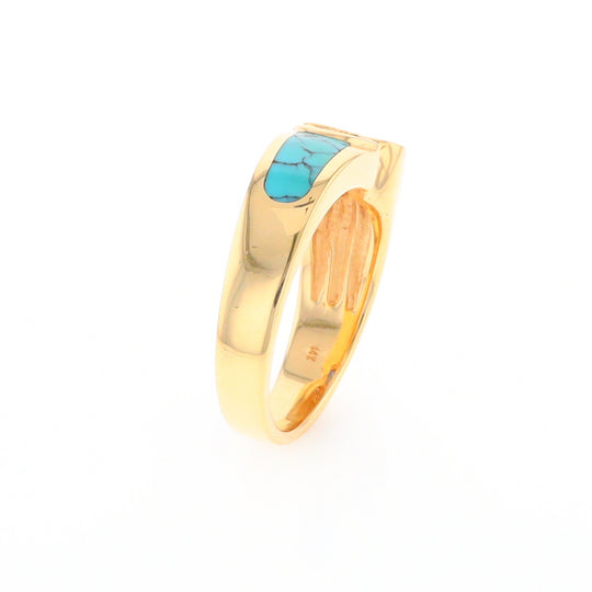 Turquoise Inlaid Ring with Sapphire and 0.23ctw Diamonds