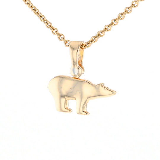 Gold Quartz Inlaid Polar Bear Pendant