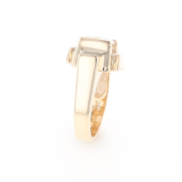 Princess Cut Diamond Gold Quartz 2-Square Inlaid Ring