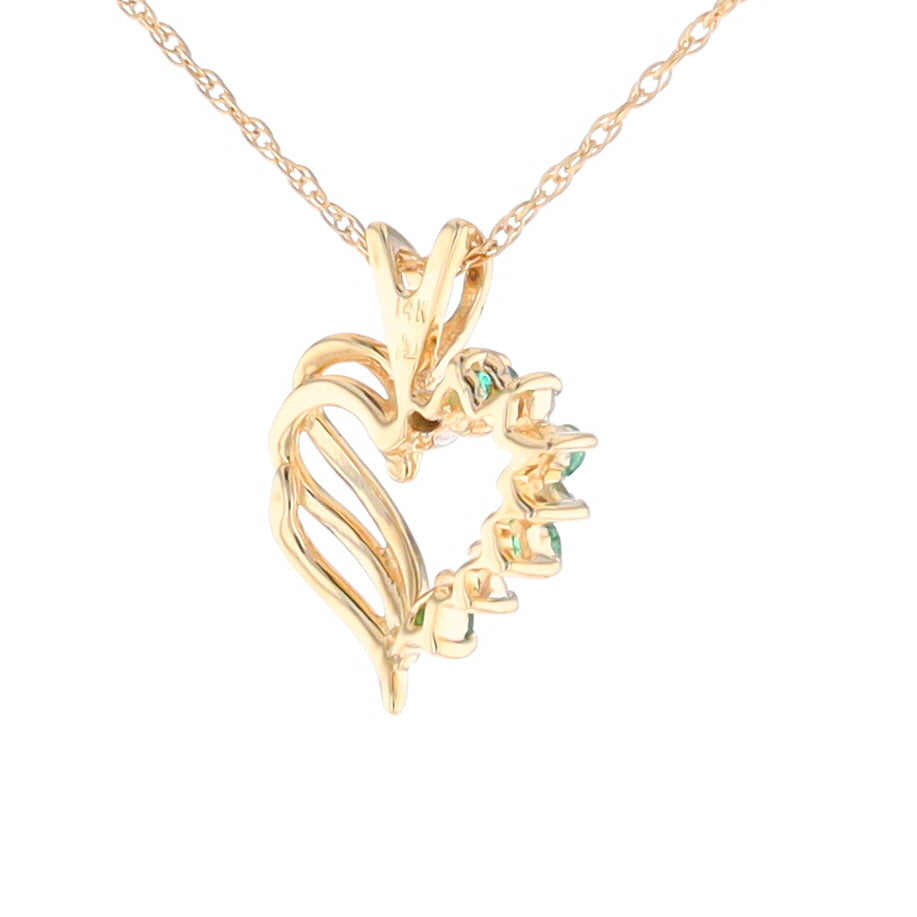 Open Heart Emerald and Diamond Pendant