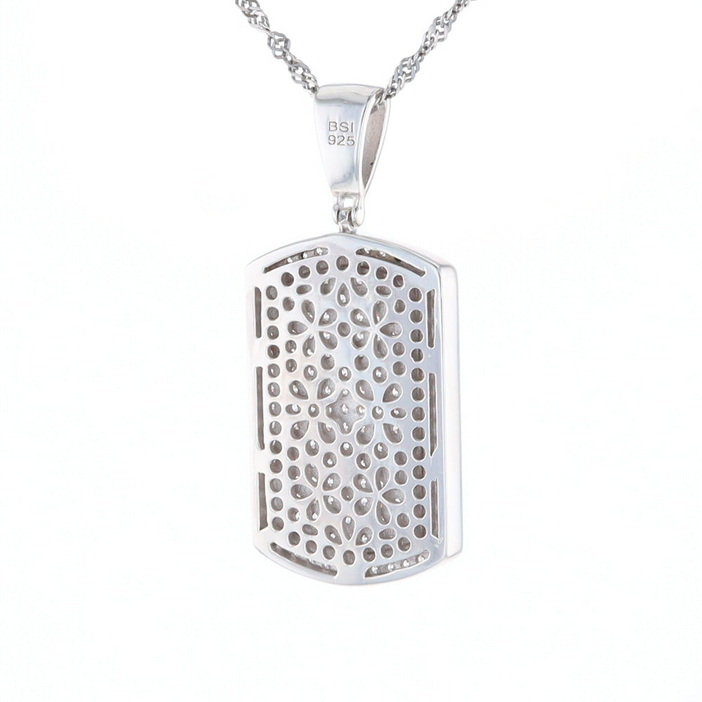 Cubic Zirconia Dog Tag Pendant