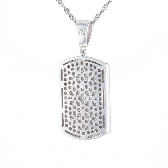 Cubic Zirconia Dog Tag Pendant