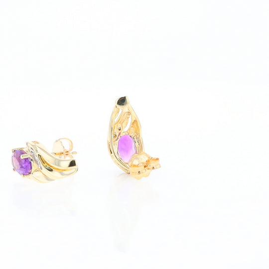 Amethyst and Diamond Pear Shaped Earrings