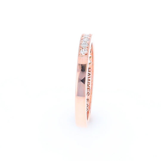 Rose Gold Milgrain Diamond Wedding Band