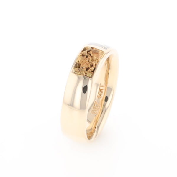 G1 Gold Quartz Ring Inlaid Center Natural Nugget Sides Band