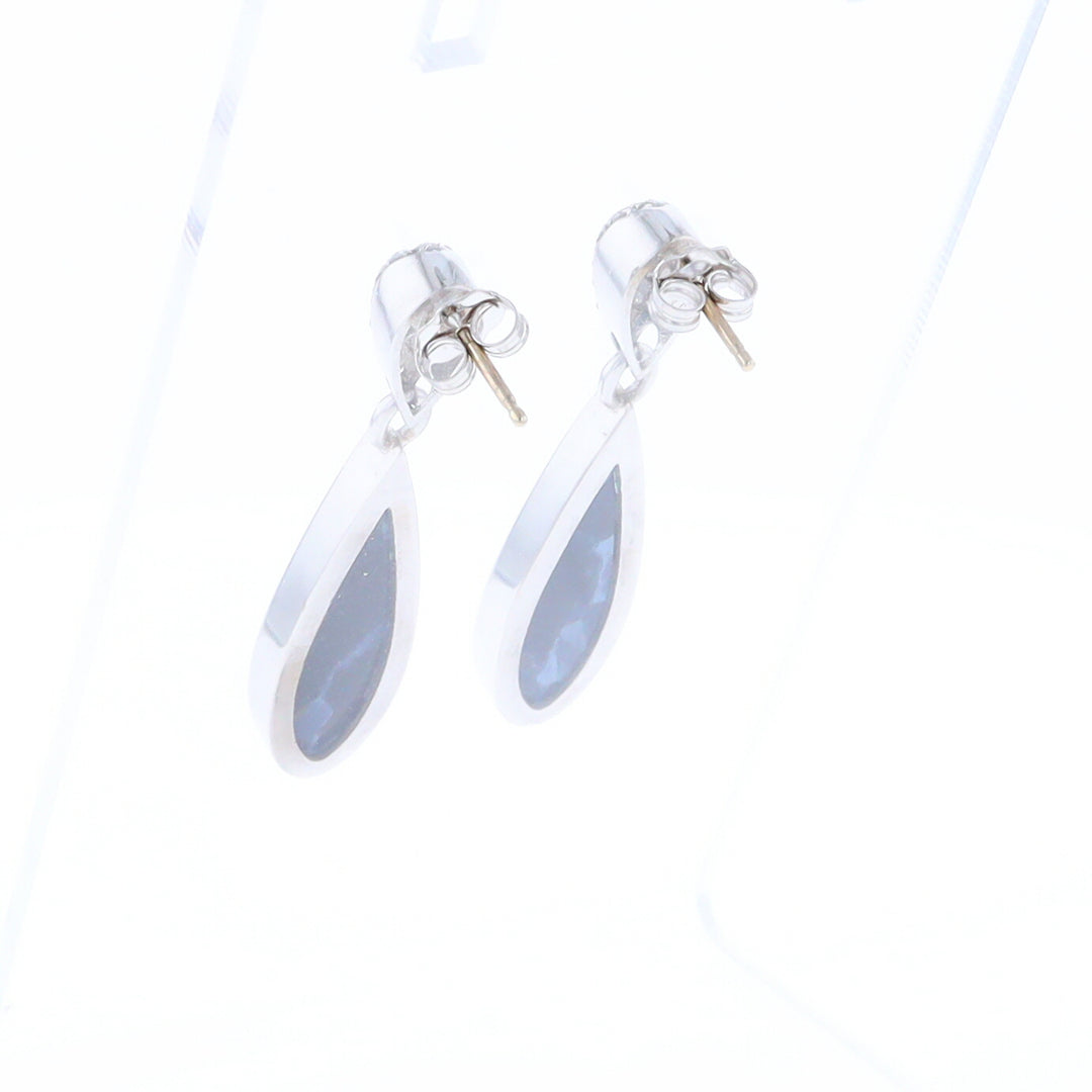 Natural Pietersite Inlaid Teardrop 0.22ctw Diamond Earrings