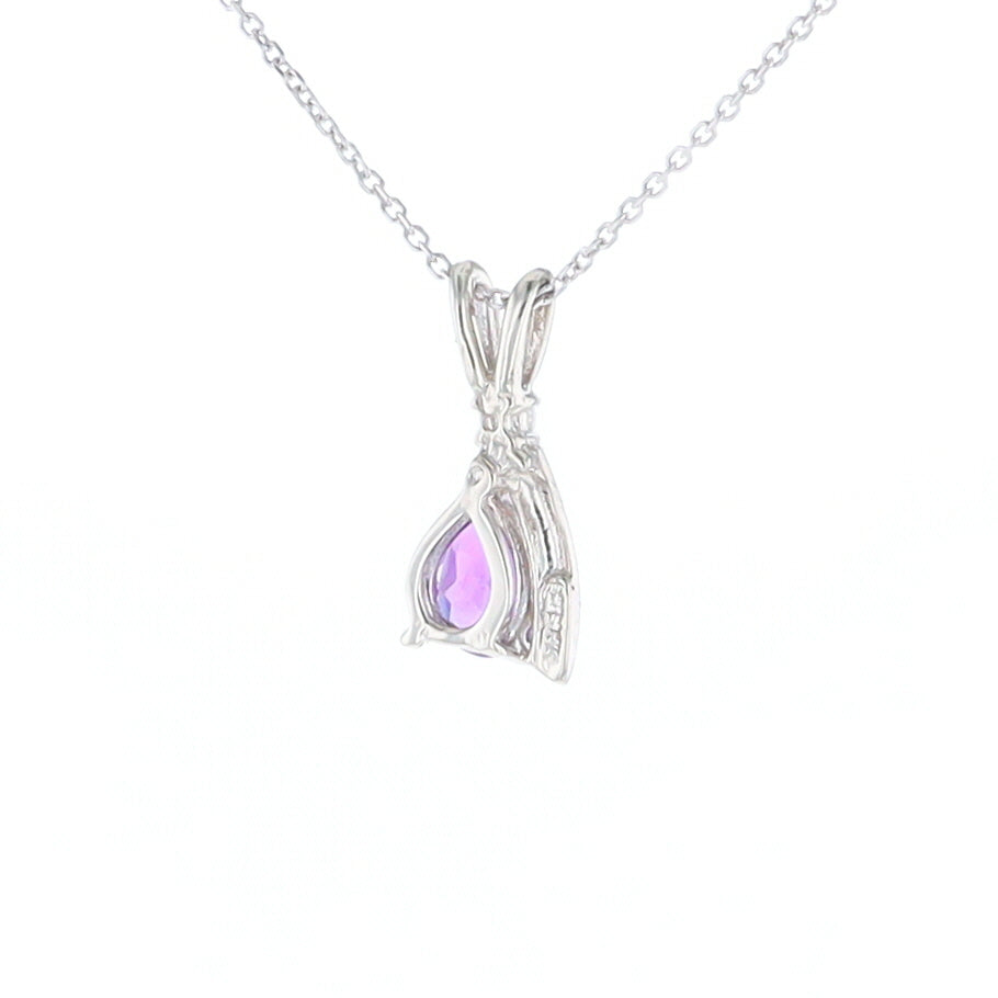 Amethyst Pear Ribbon Necklace
