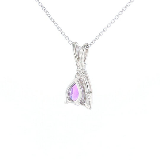 Amethyst Pear Ribbon Necklace