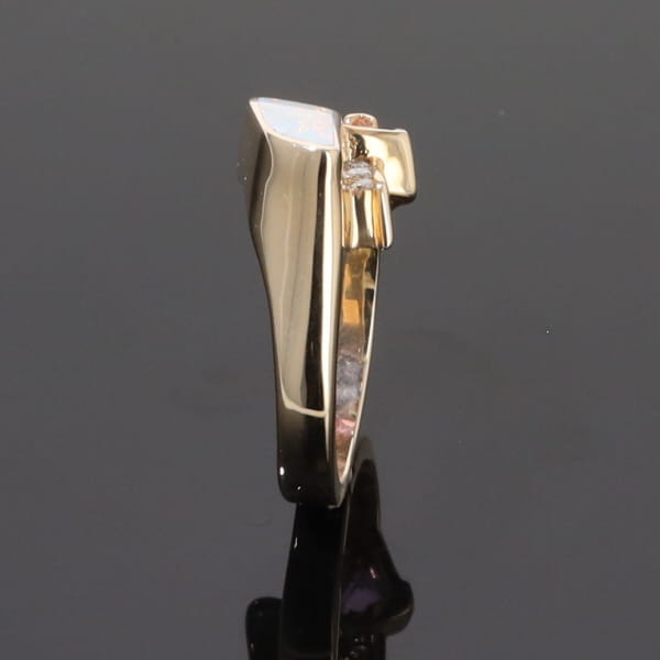Opal Rings Geometric Inlaid with Pink Sapphire and .08ctw Diamonds