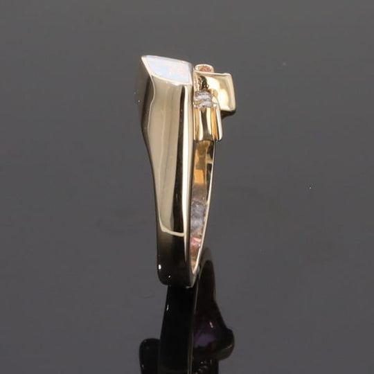 Opal Rings Geometric Inlaid with Pink Sapphire and .08ctw Diamonds