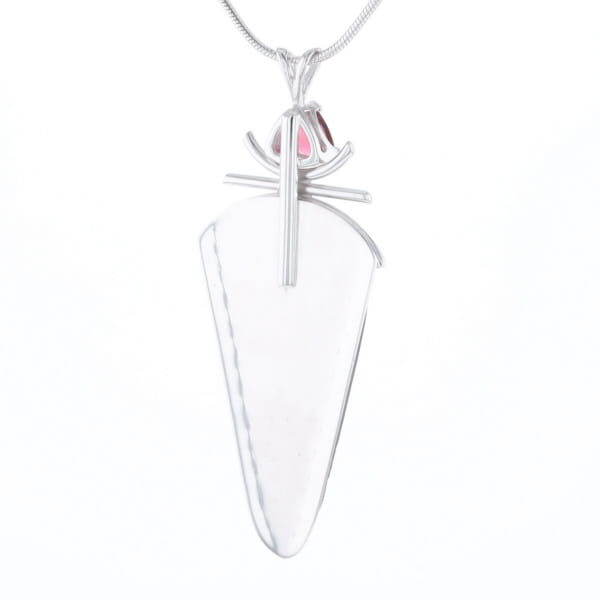 Druzy Quartz & Pink Trillion Tourmaline Necklace