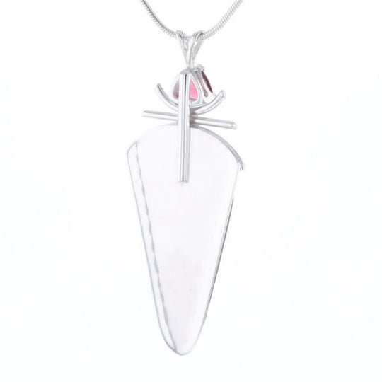 Druzy Quartz & Pink Trillion Tourmaline Necklace