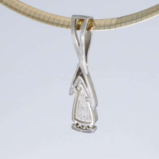 Opal Pendant Triangle Inlaid Design with .06ctw Round Diamonds