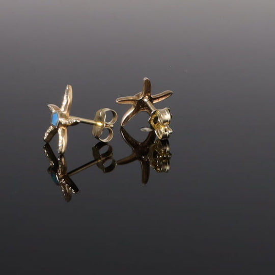 Opal Earrings Inlaid Realistic Star Fish Design Studs