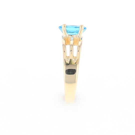 Split Shank Oval Blue Topaz Ring