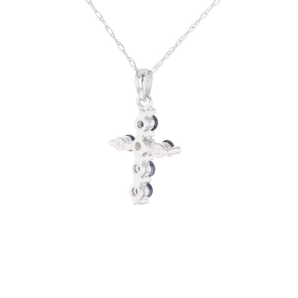 Small Blue Sapphire Cross Pendant