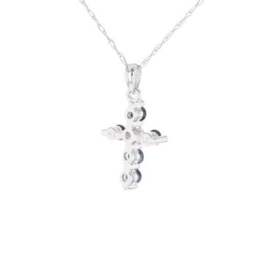 Small Blue Sapphire Cross Pendant