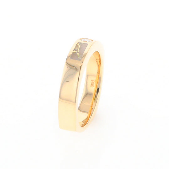 Gold Quartz Ring Double Sided Inlaid Design with .10ct Round Diamond G2