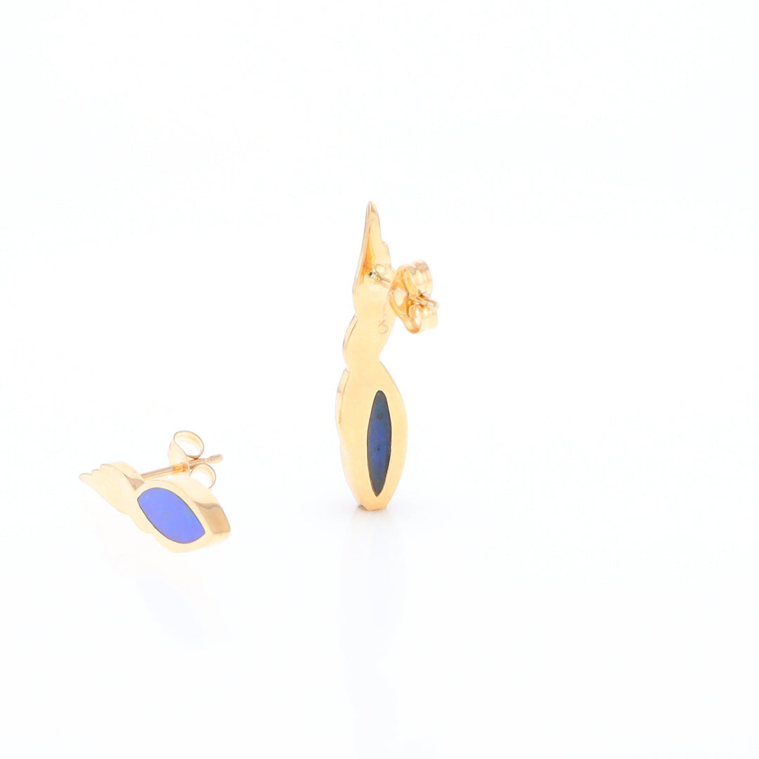 Marquise Lapis Swirl Design Inlaid Earrings