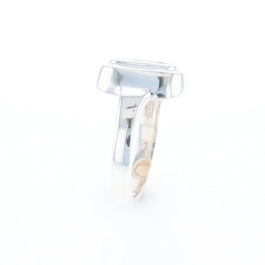 Sterling Silver Gold Quartz Inlaid Rectangular Ring - G3