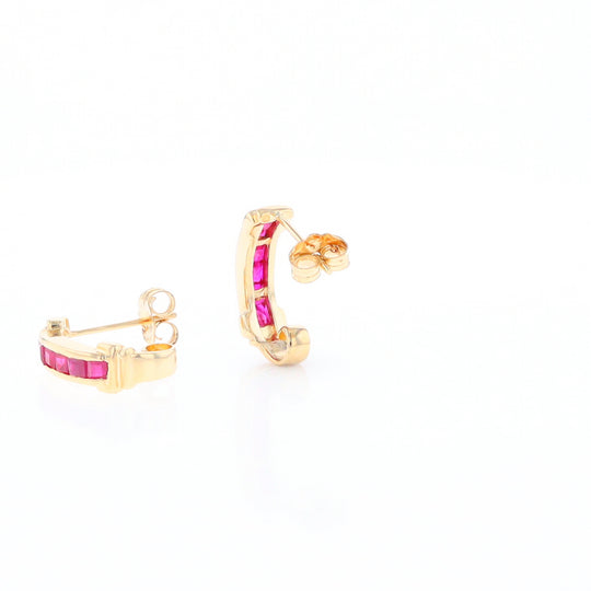 Channel Ruby Semi-Hoop Earrings