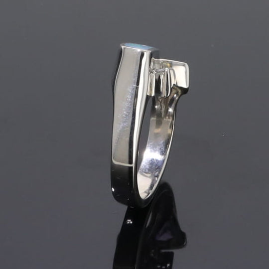 Opal Rings Geometric Inlaid Design with Tanzanite and .08ctw Diamonds