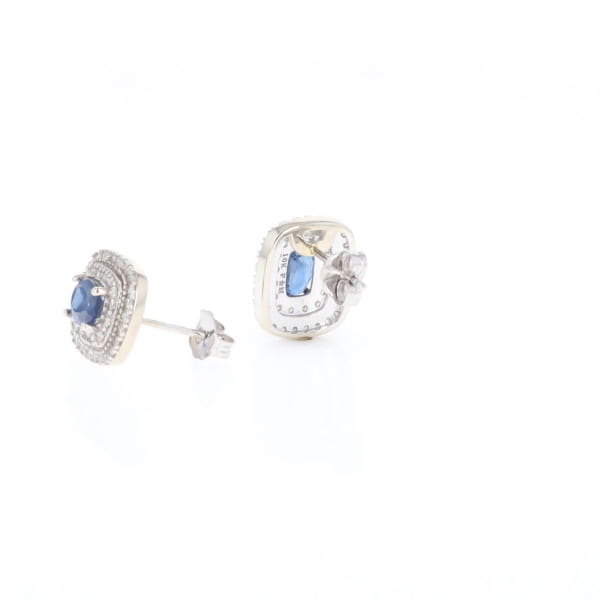 Double Halo Sapphire Earrings
