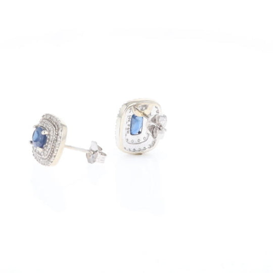 Double Halo Sapphire Earrings