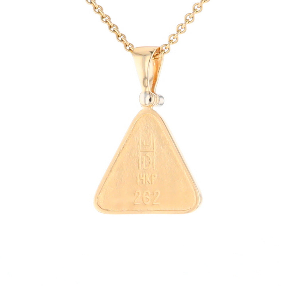 Gold Quartz Necklace Triangle Inlaid Pendant with .02ct Diamond