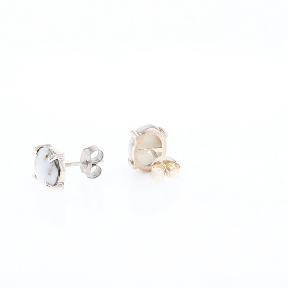 Gold Quartz Cabochon Stud Earrings