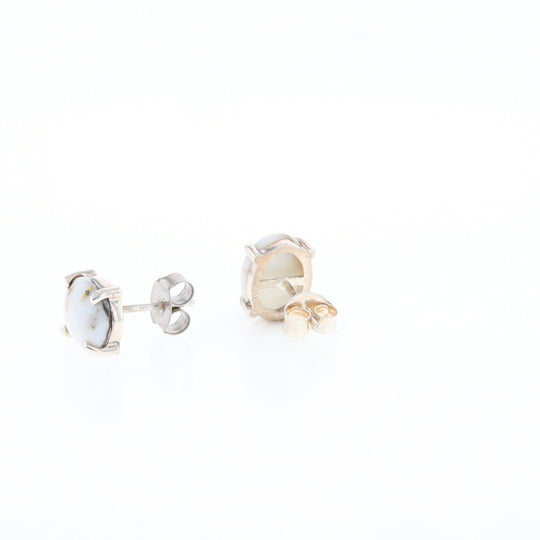 Gold Quartz Cabochon Stud Earrings