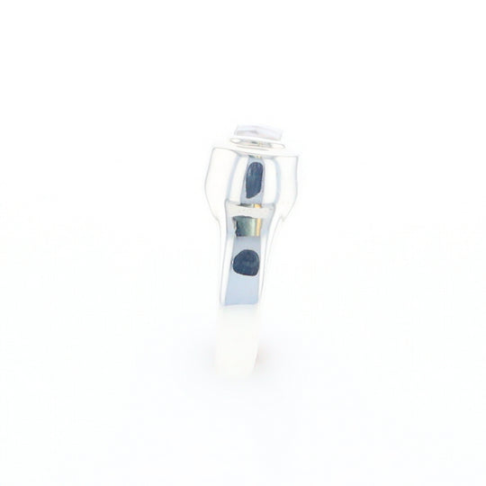 Sterling Silver Gold Quartz Inlaid Rectangular Ring - G3